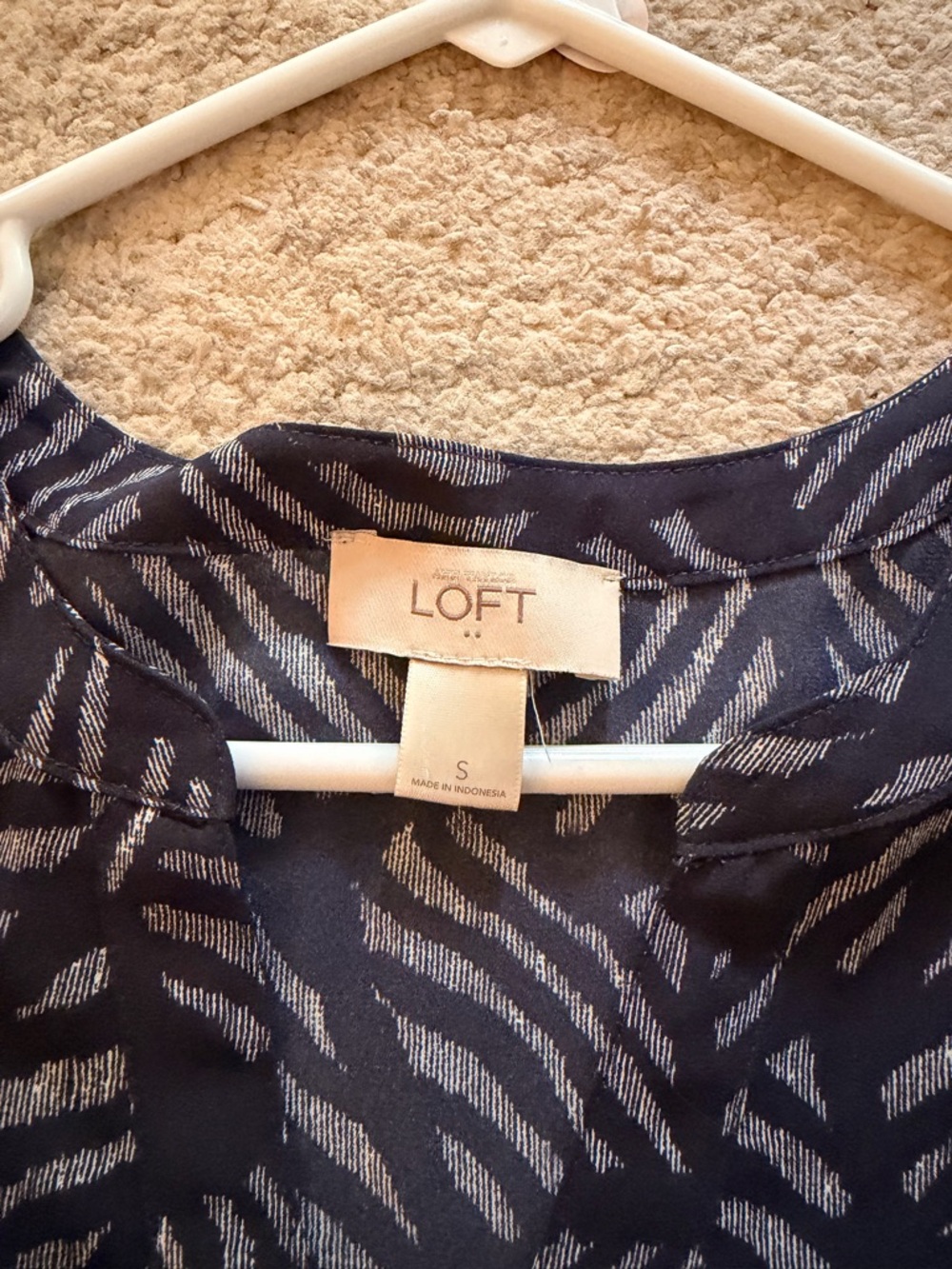 LOFT Navy and White Printed Sleeveless Tank - Picture 3 of 4